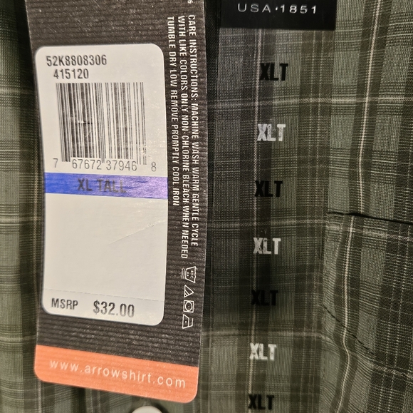 Arrow Office Wrinkle Free XLT Short-sleeve Plaid Shirt - Picture 5 of 5